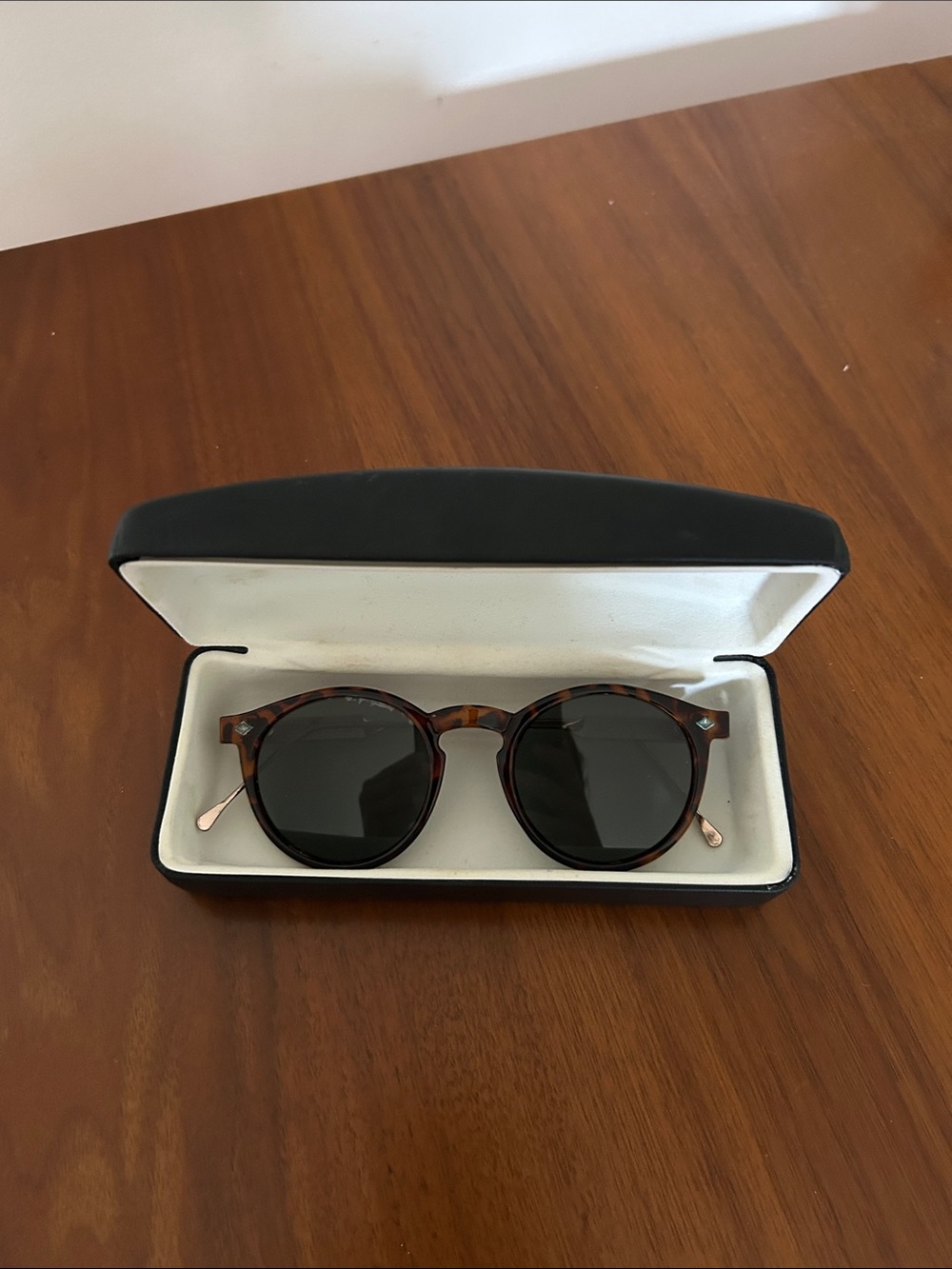 Spitfire Tortoiseshell Round Sunglasses with Black Lenses